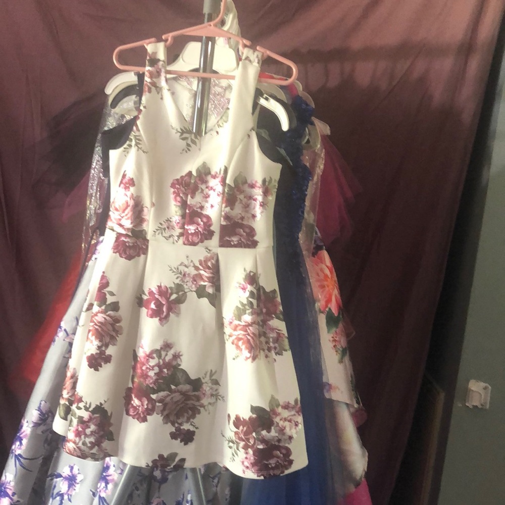 Size 7 Poppies and Roses Scuba Material Floral Dress